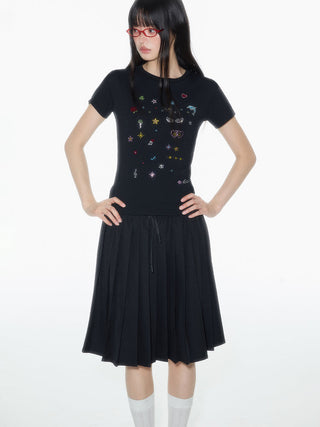 [OTR] rhinestone shoulder tee