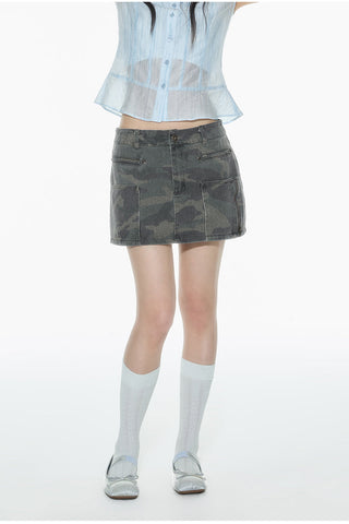 [OTR] camouflage A-line skirt