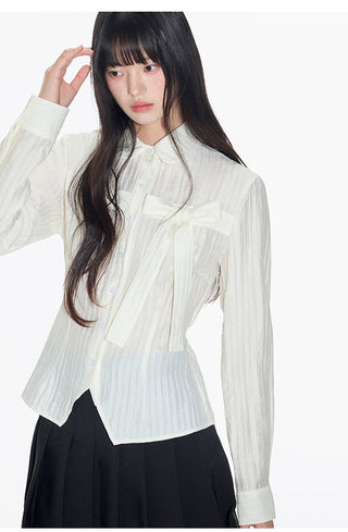 [OTR] pleated bow shirt
