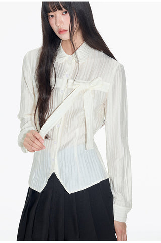 [OTR] pleated bow shirt