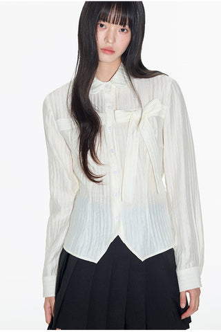 [OTR] pleated bow shirt