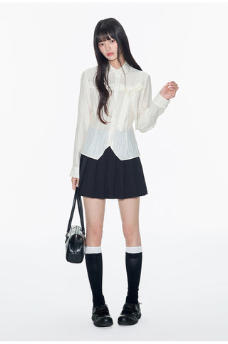 [OTR] pleated bow shirt