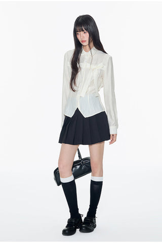 [OTR] pleated bow shirt