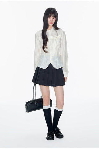 [OTR] pleated bow shirt