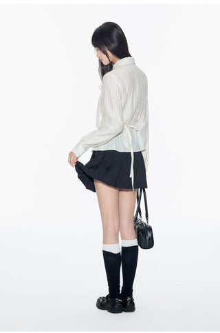 [OTR] pleated bow shirt