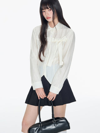 [OTR] pleated bow shirt