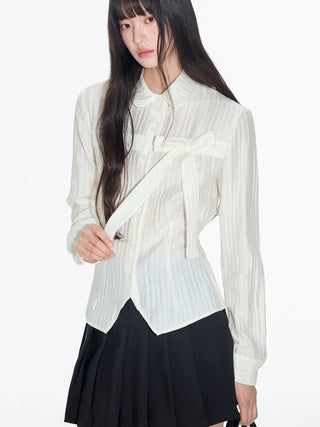 [OTR] pleated bow shirt
