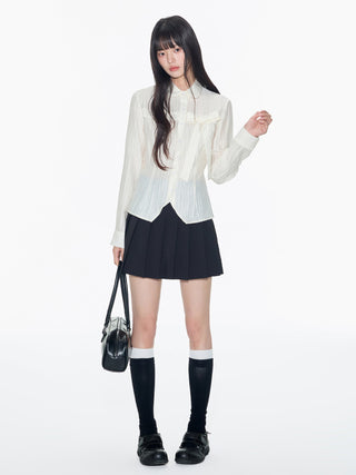 [OTR] pleated bow shirt