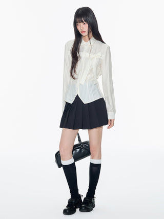 [OTR] pleated bow shirt