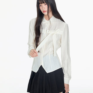 [OTR] pleated bow shirt