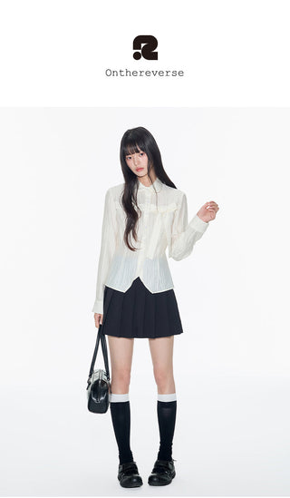 [OTR] pleated bow shirt