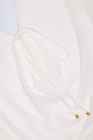 Cowl-Neck Mini Dress in White