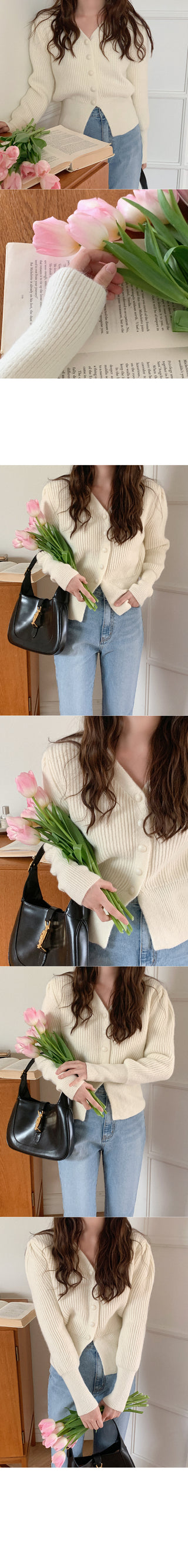Attractive Fit! Ribbed Long-Sleeve Cardigan