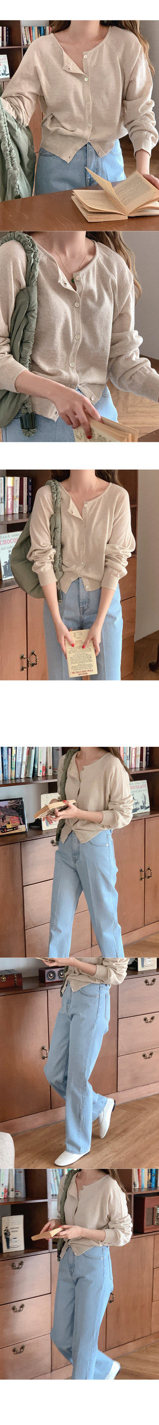 U-neck linen cardigan