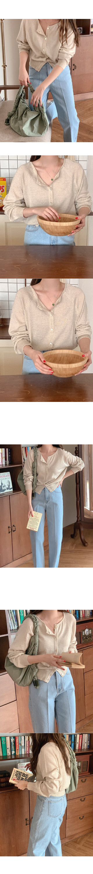 U-neck linen cardigan