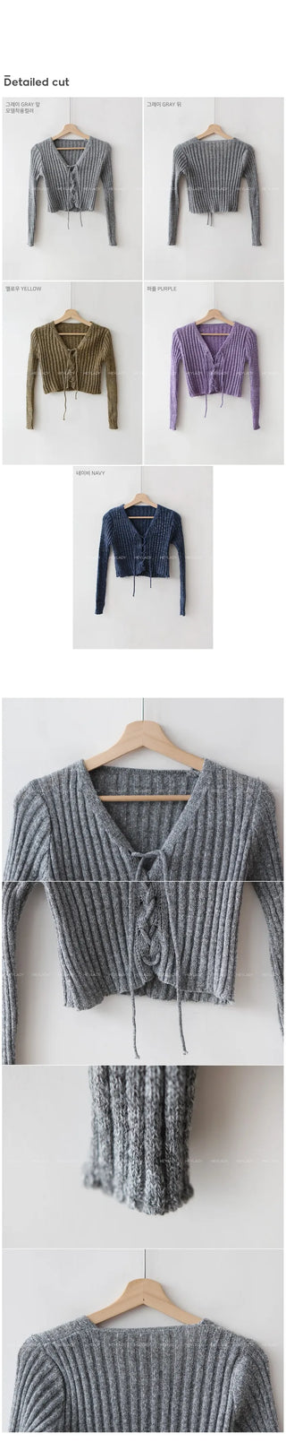 Ribbed drawstring cardigan