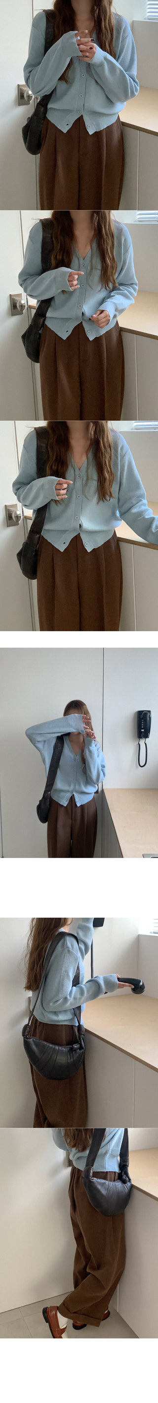 V-neck knit cardigan