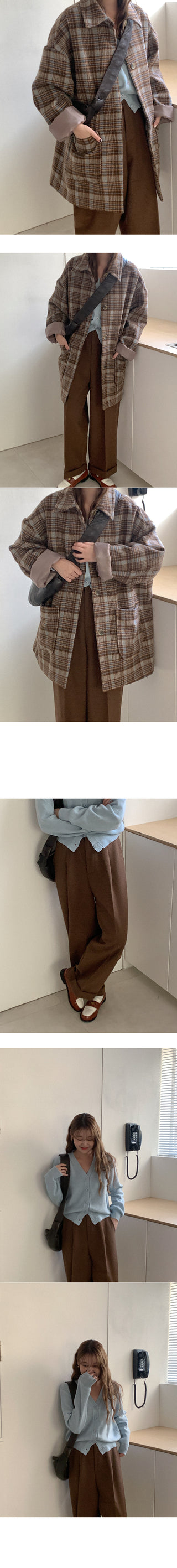 V-neck knit cardigan