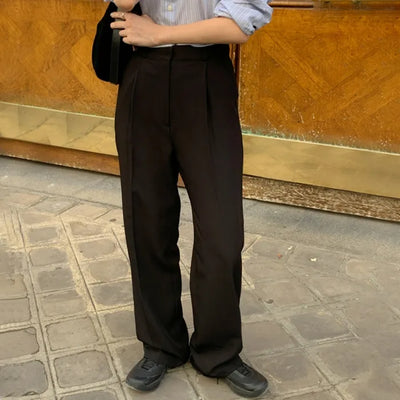 French pleated wide slacks