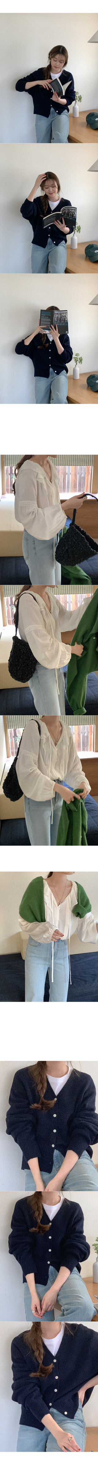 Wool V-neck knit cardigan