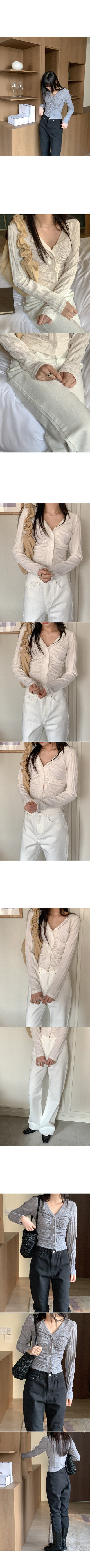 Ribbed Shirring Cardigan