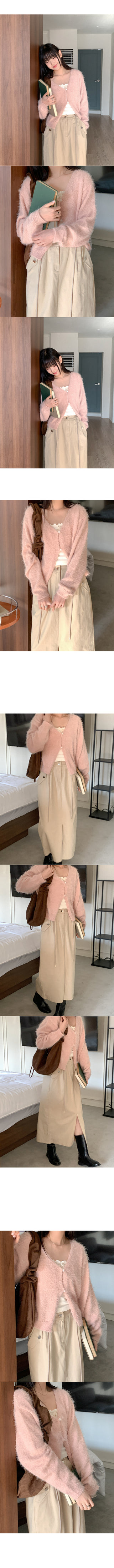 Fluffy two-button cardigan