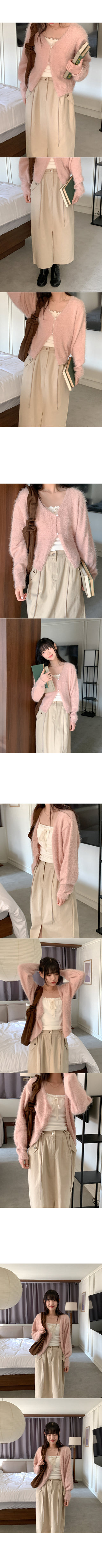 Fluffy two-button cardigan