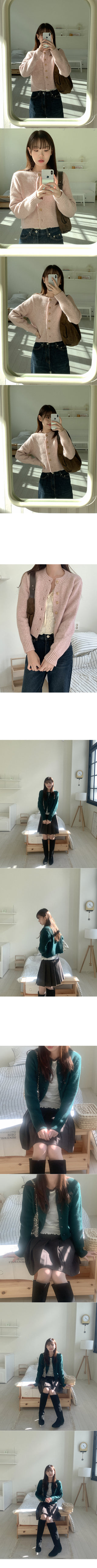 Wool cropped knit cardigan