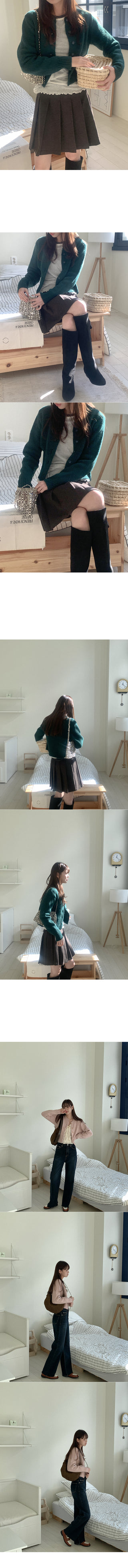 Wool cropped knit cardigan