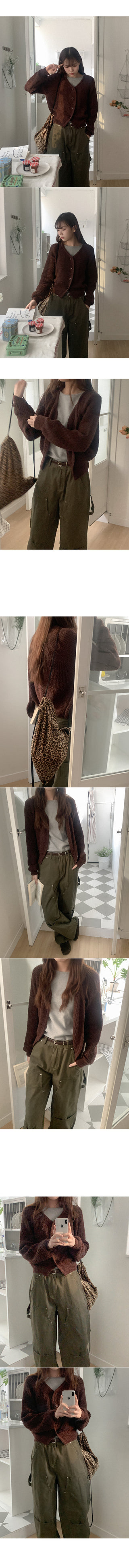 Boucle V-neck knit cardigan