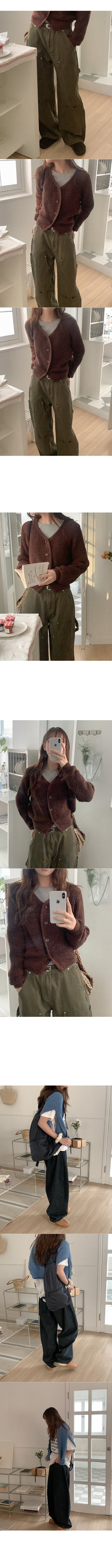 Boucle V-neck knit cardigan