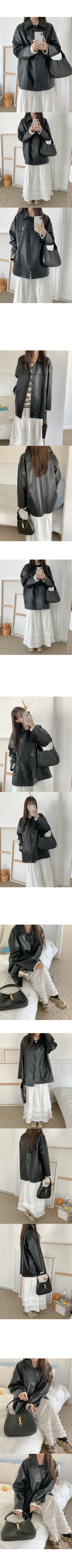 Leather half coat