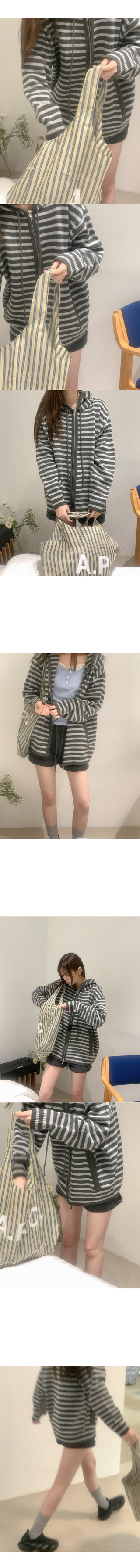 Striped knit hoodie