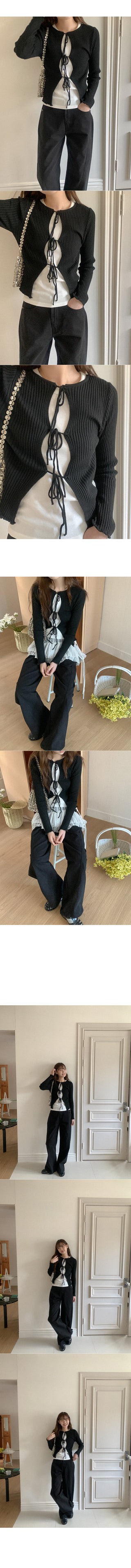 Ribbed Ribbon Knit Cardigan