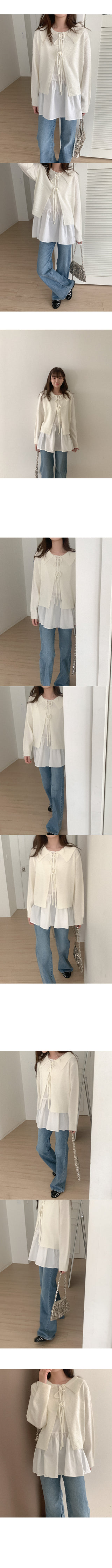Tassel Ribbon Collar Cardigan