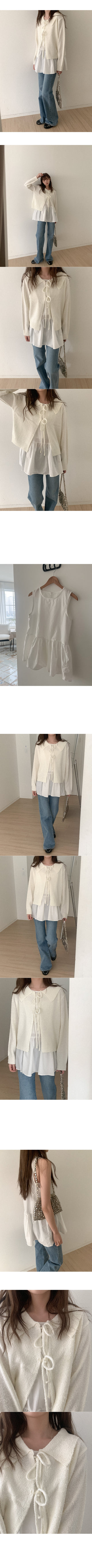 Tassel Ribbon Collar Cardigan
