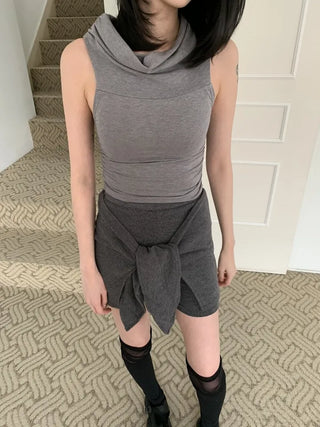 Ribbon Wrap Layered Leggings Pants