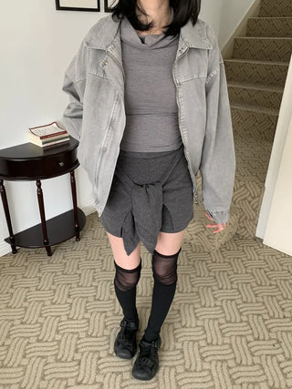 Ribbon Wrap Layered Leggings Pants