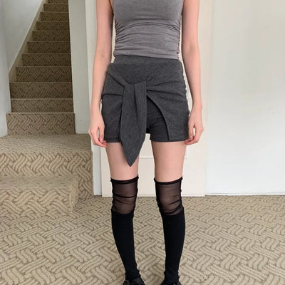 Ribbon Wrap Layered Leggings Pants