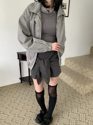 Ribbon Wrap Layered Leggings Pants