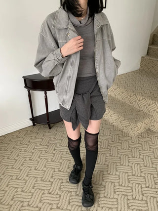 Ribbon Wrap Layered Leggings Pants