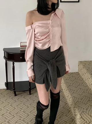 Ribbon Wrap Layered Leggings Pants