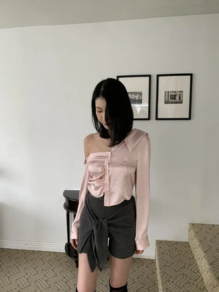 Ribbon Wrap Layered Leggings Pants