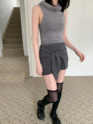 Ribbon Wrap Layered Leggings Pants