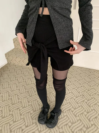 Ribbon Wrap Layered Leggings Pants