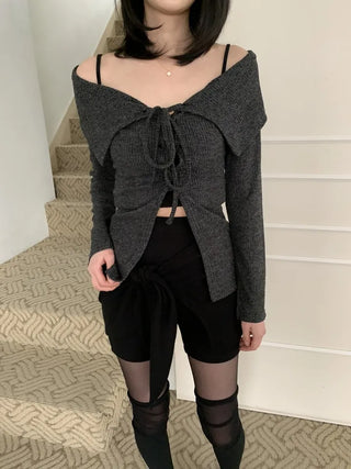 Ribbon Wrap Layered Leggings Pants
