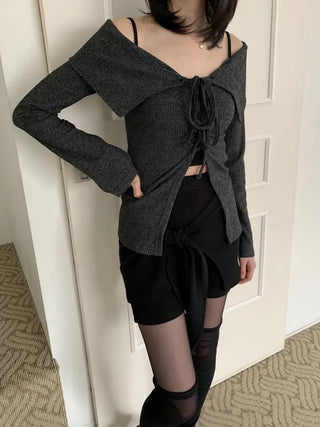 Ribbon Wrap Layered Leggings Pants