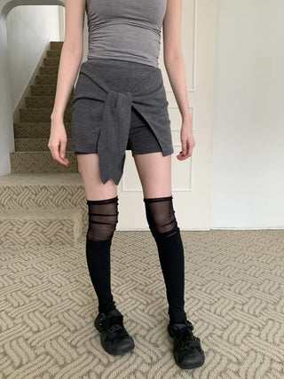 Ribbon Wrap Layered Leggings Pants