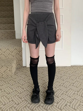 Ribbon Wrap Layered Leggings Pants