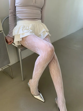 Paisley lace stockings